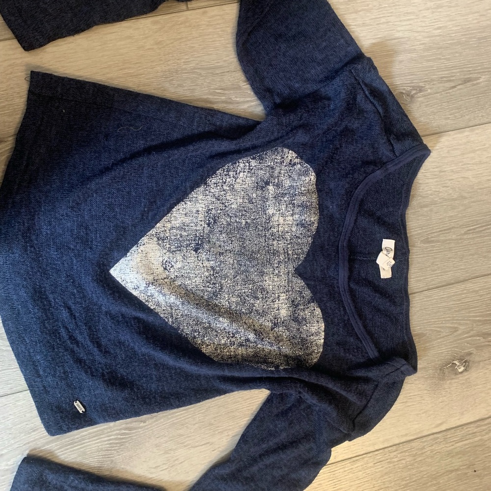 Navy Blue Long Sleeve Shirt with Heart Design